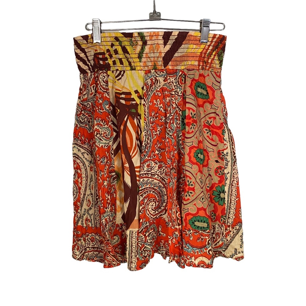 Mossimo Size M Multi-Color Pattern Stretch Mini Skirt 100% Cotton Paisley